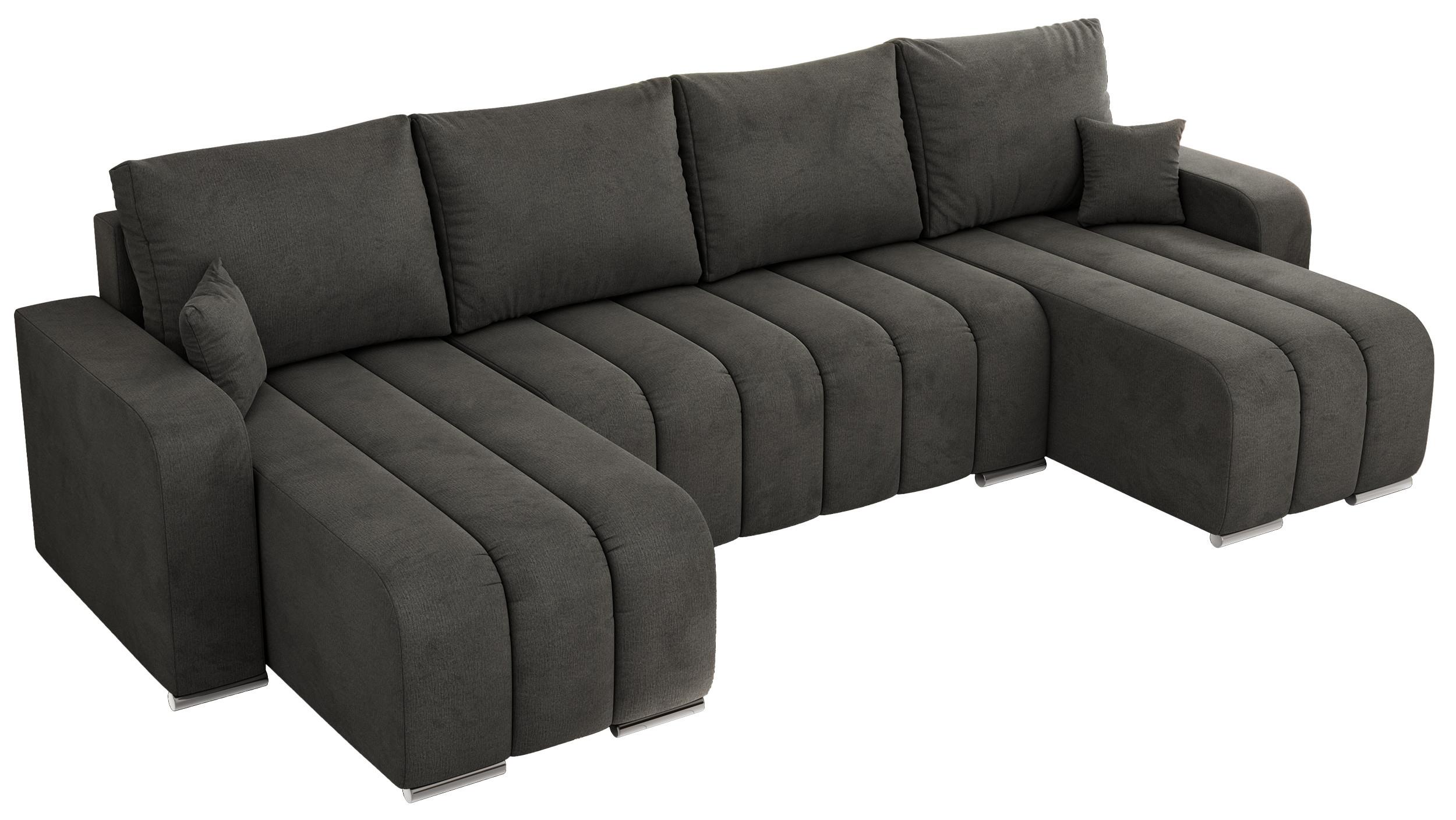 WOHNLANDSCHAFT KIRASSO U Dunkelgrau Velvet - Dunkelgrau/Grau, Textil/Metall (320/86/147cm) - MKS