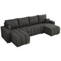 WOHNLANDSCHAFT KIRASSO U Dunkelgrau Velvet - Dunkelgrau/Grau, Textil/Metall (320/86/147cm) - MKS