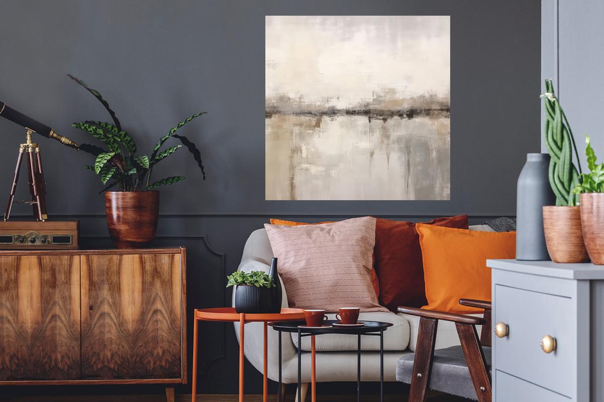 WANDTATTOO Moderne Kunst - Abstrakt - Beige Wanddeko 50x50 cm - Beige, Kunststoff (50/50/0.1cm) - MuchoWow