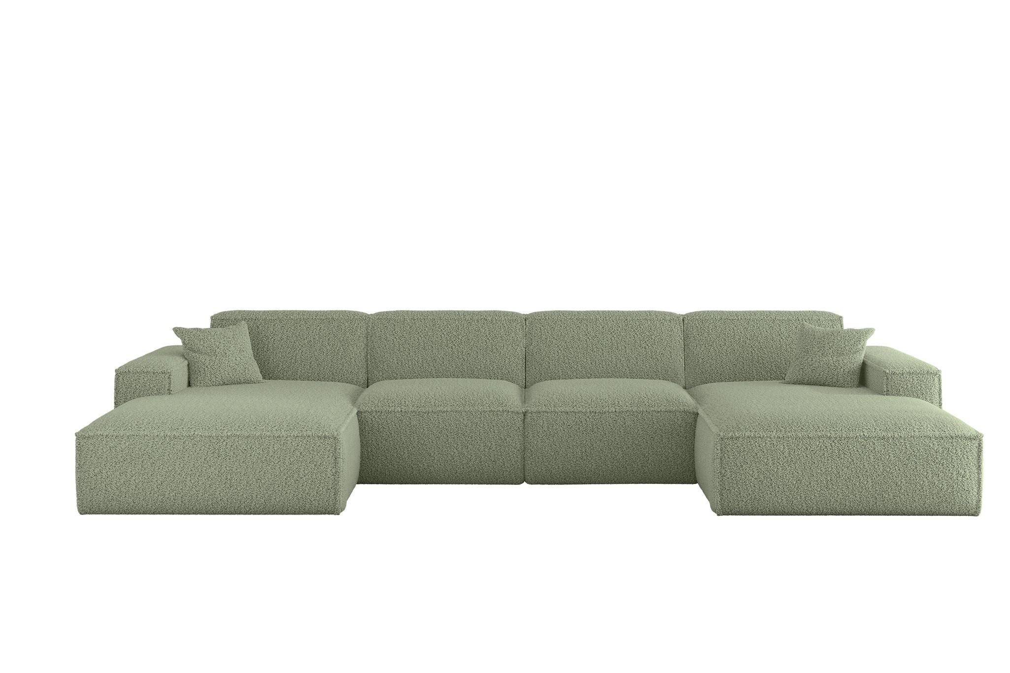 WOHNLANDSCHAFT Celes Premium In Sven - Grün, Holzwerkstoff/Textil (378/73/165cm) - Fun Möbel