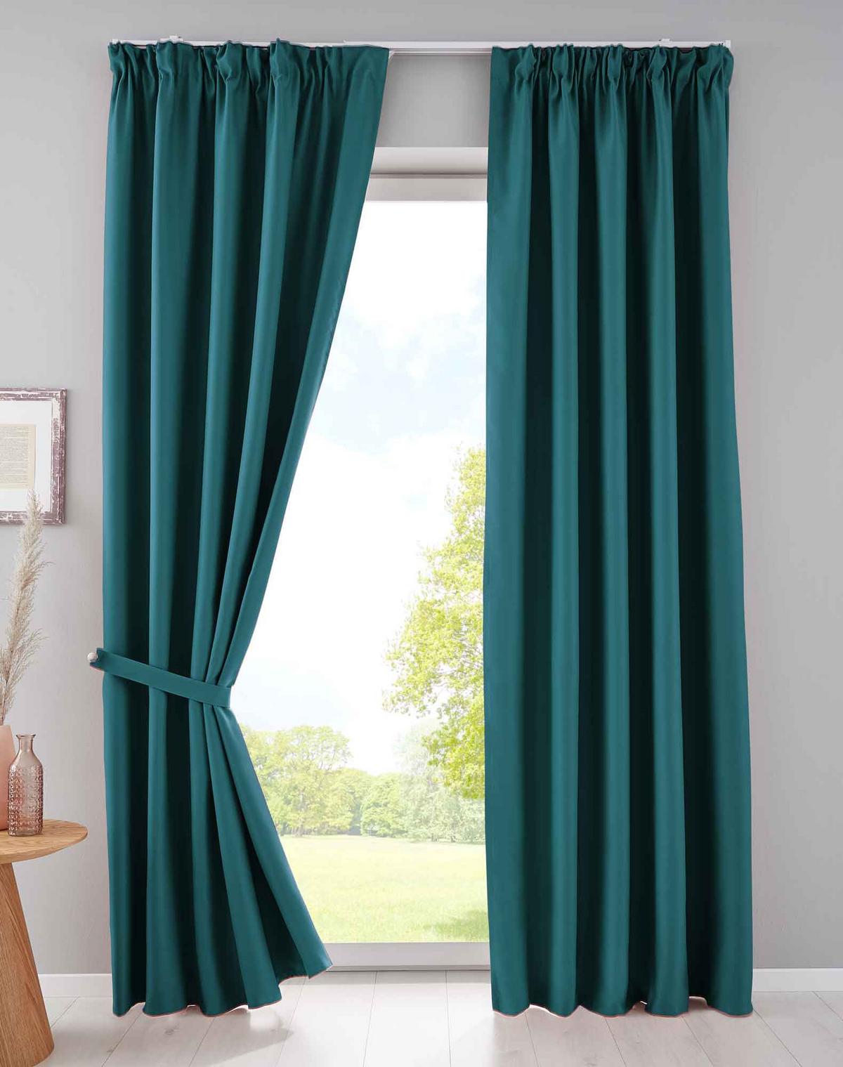 VORHANG 2ER SET NEWYORK HxB 245x140 cm Petrol - Petrol, Textil (140/245cm) - Gardinenbox