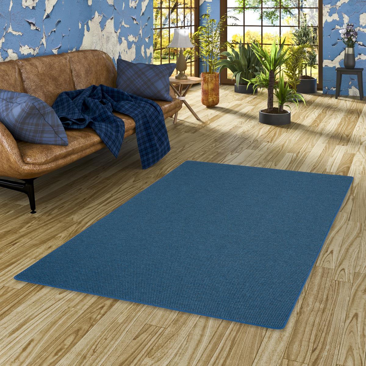 FLACHGEWEBE NATUR TEPPICH BENTZON - Blau, Textil (80/240cm) - Snapstyle