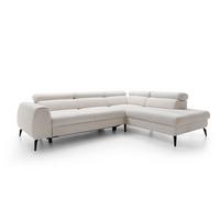 ECKSOFA NOTE Creme Chenille mit Schlaffunktion - Creme, Holz (271/216cm) - MASSENO