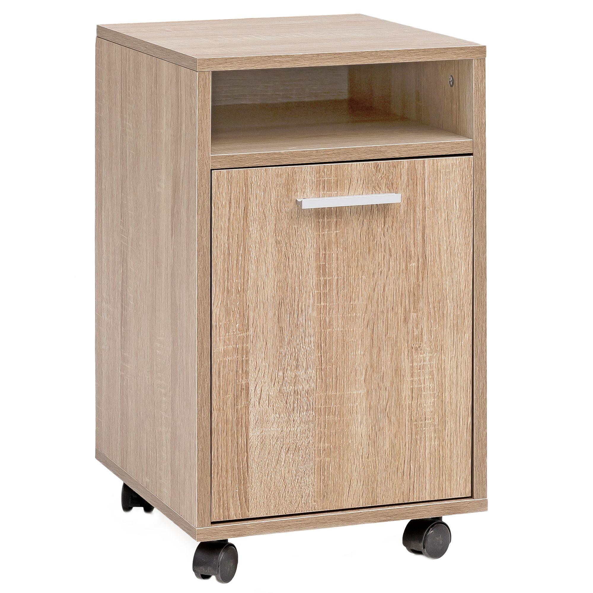 ROLLCONTAINER Schubladen Tür Ablage Mit Rollen, Sonoma 33x38x60 cm - Schwarz/Braun, Kunststoff (33/60/38cm) - KADIMA DESIGN