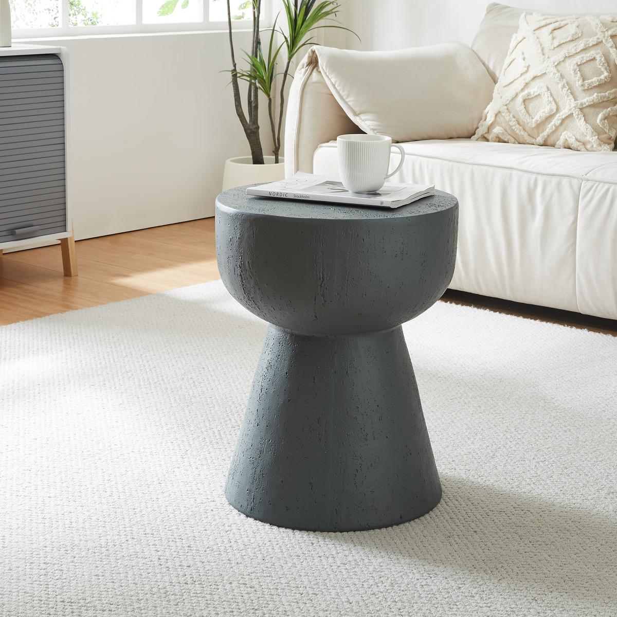 BEISTELLTISCH Oulvepijanse - Dunkelgrau, Stein (40/40/51cm) - [en.casa]