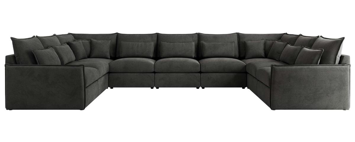 WOHNLANDSCHAFT VERSO U 9M Dunkelgrau Velvet - Dunkelgrau/Schwarz, Kunststoff/Textil (442/93/270cm) - MKS