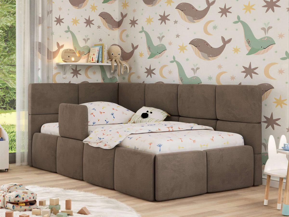 POLSTERBETT ARVO ALTA 90/200 - Braun Velvet - Multitaschenfederkernmatratze - Links - Braun, Textil (90/200cm) - MKS