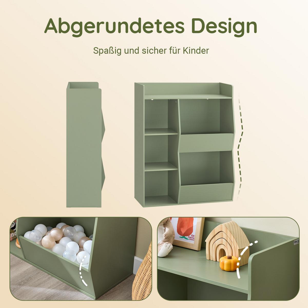 KINDERREGAL Grün - Grün, Holzwerkstoff (80/104/34cm) - SoBuy