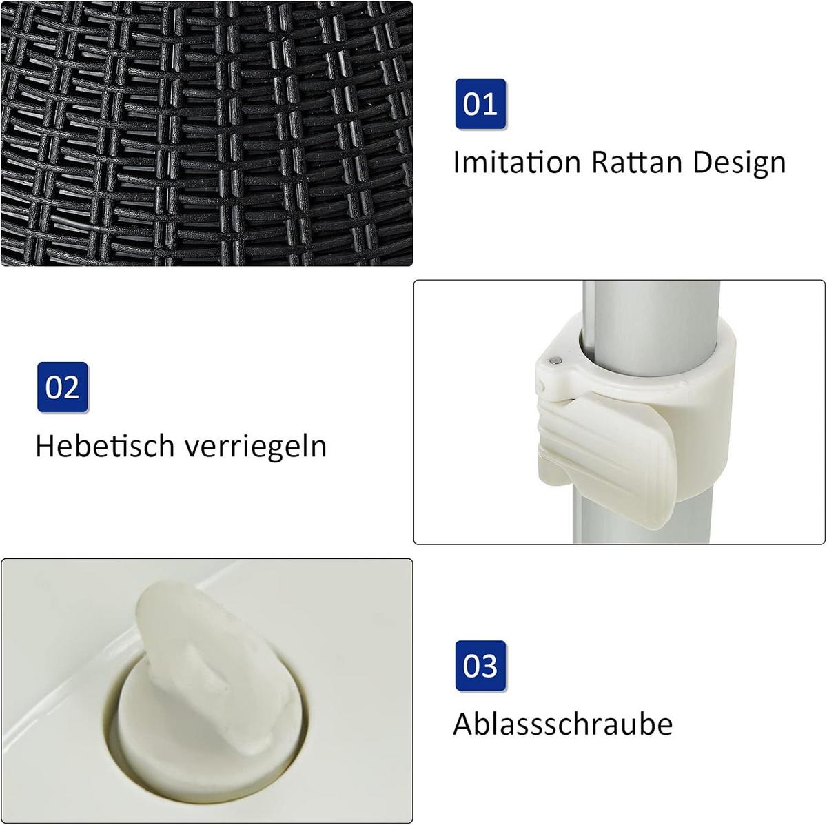 BEISTELLTISCH Schwarz - Schwarz, Kunststoff (49/49/58cm) - COSTWAY