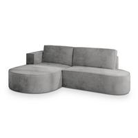 ECKSOFA CORTIO M L-S Grau Velours-Stoff mit Schlaffunktion - Grau, Holz/Kunststoff (265/174cm) - MASSENO