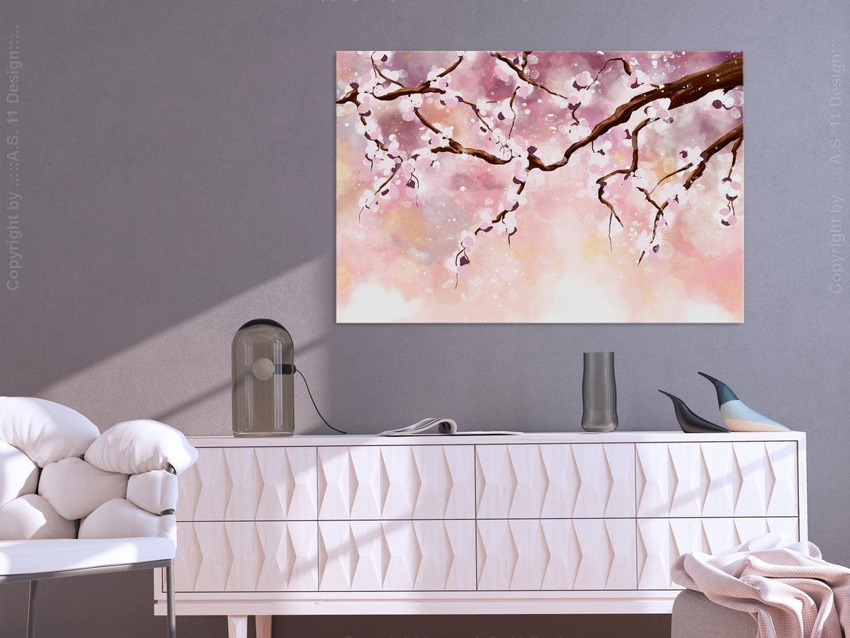 KUNSTDRUCK Rosa 90/60 cm - Pink/Braun, Textil (90/60cm) - KUNSTLOFT