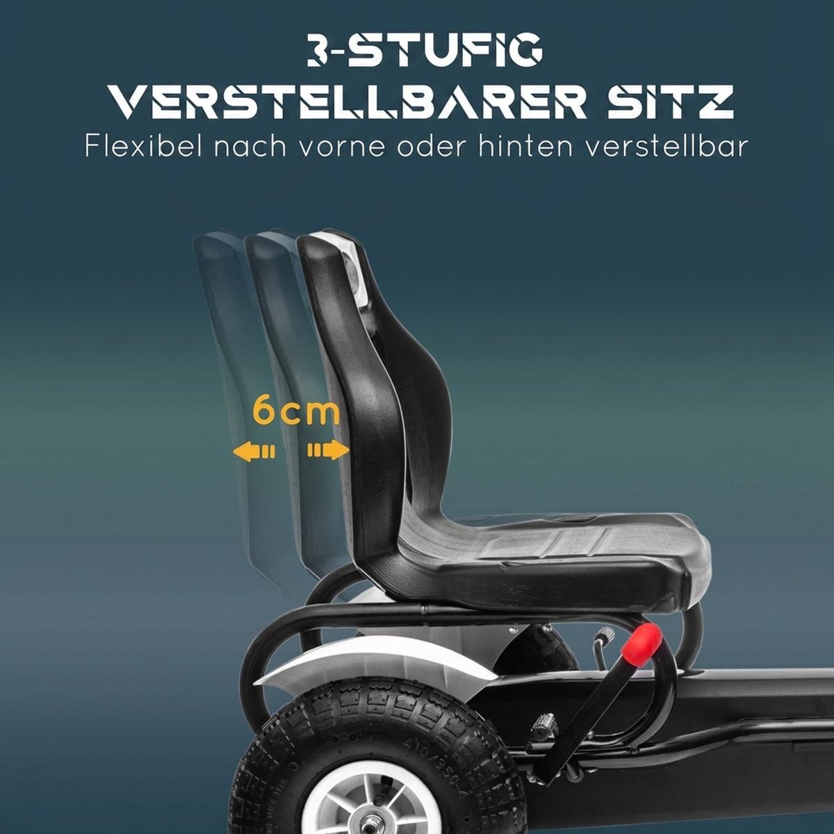 KINDER-GOKART Kunststoff Metall Weiß - Weiß, Kunststoff (117/58/61cm) - HOMCOM