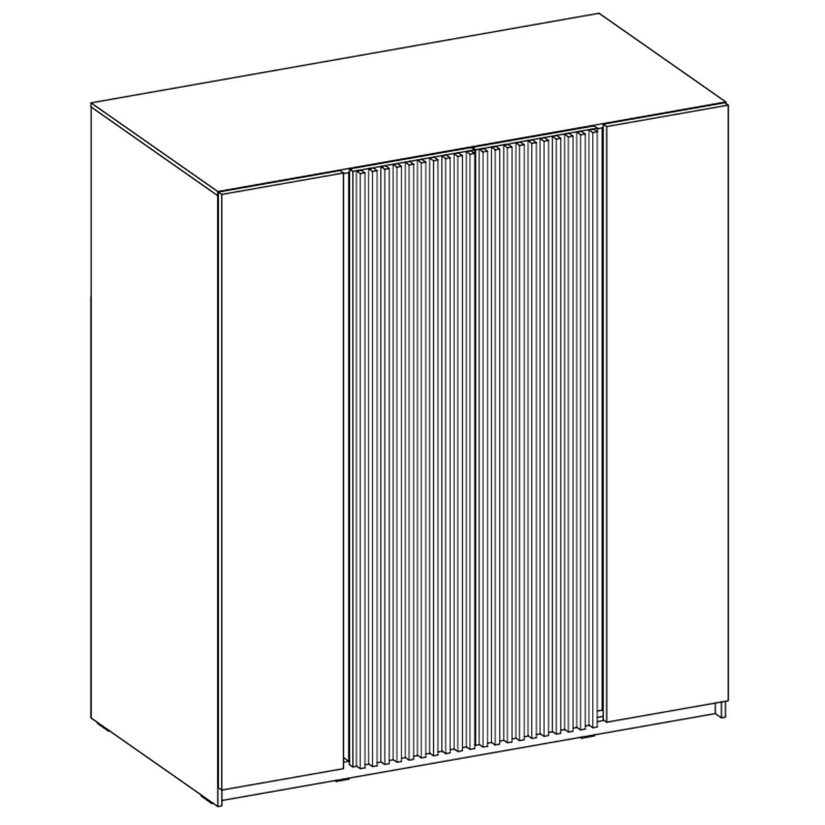 KLEIDERSCHRANK Nehir Korpus Eiche Evoke, Front Eiche Evoke/Schwarz 200 cm - 4T Modern mit 2 Lamellentüren mittig - Eichefarben, Holzwerkstoff/Kunststoff (200/239/61.9cm) - AX Living
