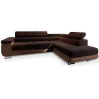 ECKSOFA SELVA R-S Braun Velours-Stoff mit Schlaffunktion - Silberfarben/Braun, Holz/Holzwerkstoff (275/202cm) - MASSENO