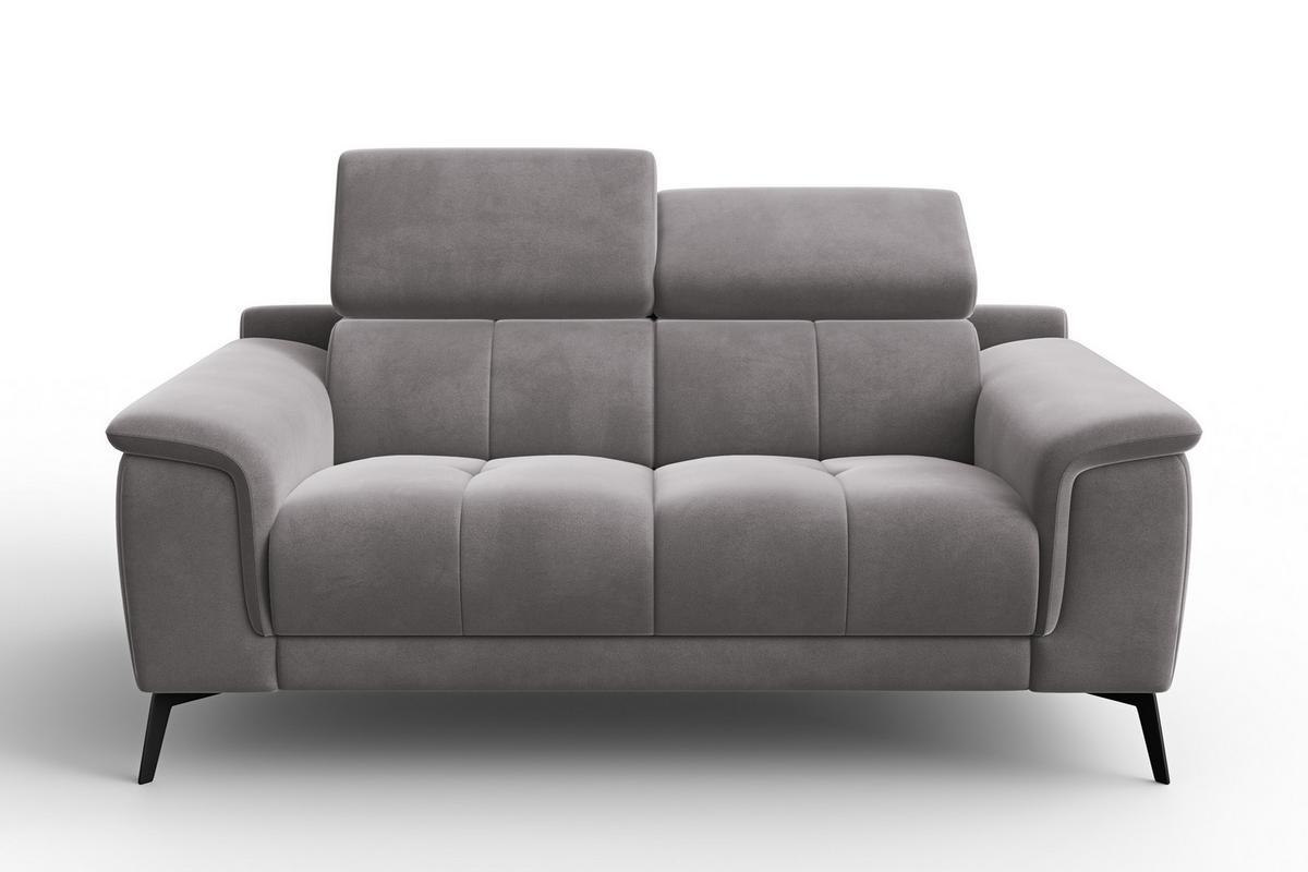 SOFA FIERO 2-Sitzer, Dunkelgrauer Veloursstoff - Dunkelgrau/Schwarz, Holz/Textil (170/82/103cm) - Courtois Laville
