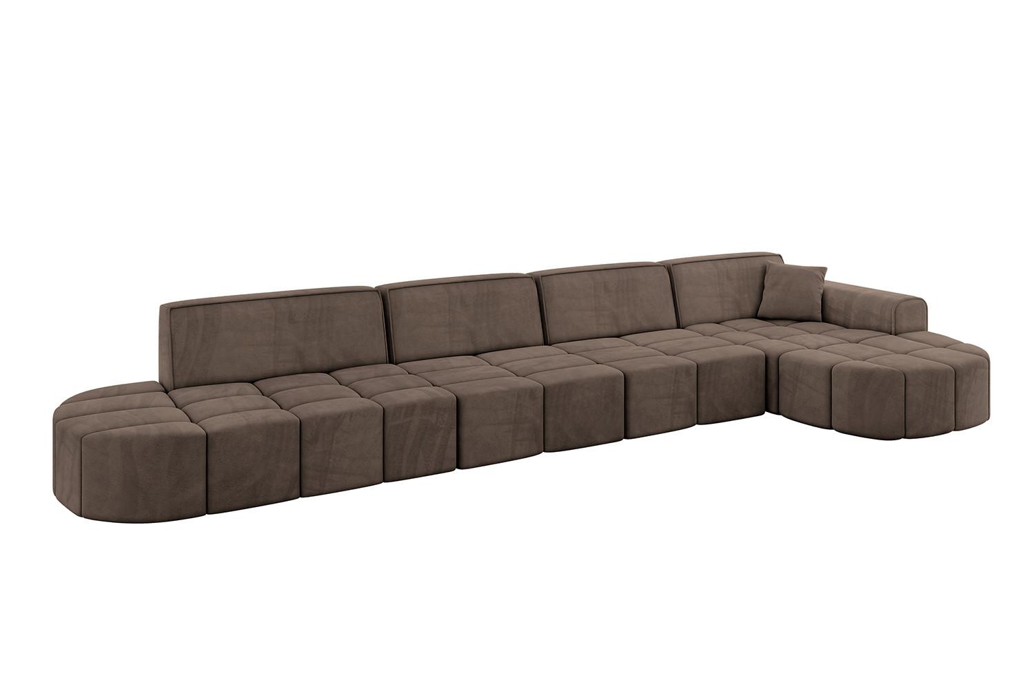 ECKSOFA Ottomane Rechts LIVO-L3 - 422x173x79,5 cm Braun - Braun, Holzwerkstoff/Textil (422/173cm) - ALTDECOR