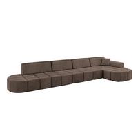 ECKSOFA Ottomane Rechts LIVO-L3 - 422x173x79,5 cm Braun - Braun, Holzwerkstoff/Textil (422/173cm) - ALTDECOR
