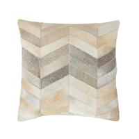 PATCHWORK-KISSEN Fell & Leder 45/45 cm Chevron - Multicolor, Leder/Textil (45/45cm) - Homescapes