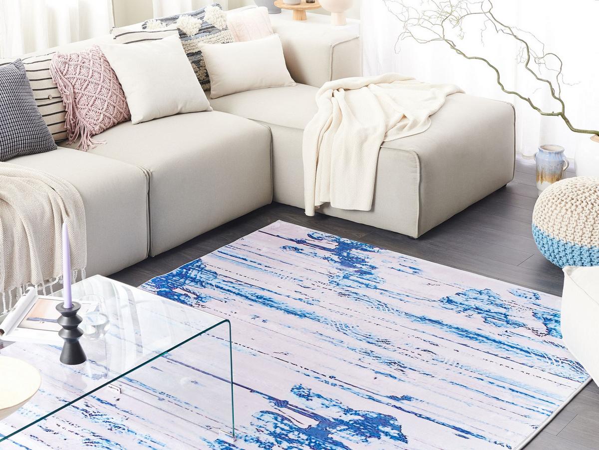KURZFLOR-TEPPICH Burdur 200/140 cm - Blau, Kunststoff (140/200cm) - Beliani