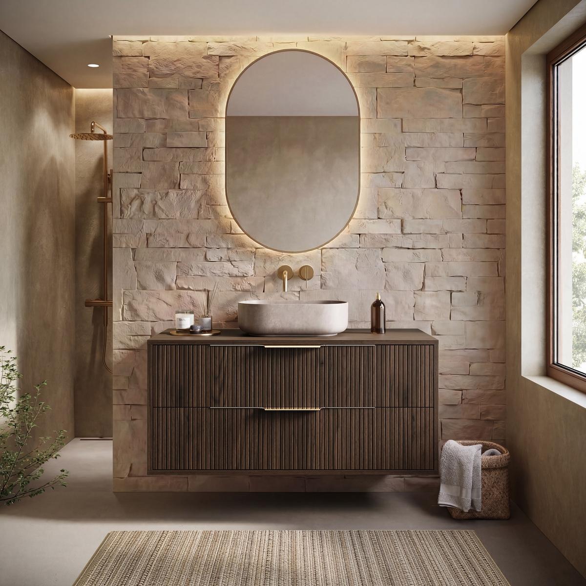 WASCHBECKENUNTERSCHRANK Rimini 2 Schubladen Walnuss Braun - 100 x 46 x 46 cm - Eichefarben/Weiß, Holz (100/46/46cm) - Badplaats
