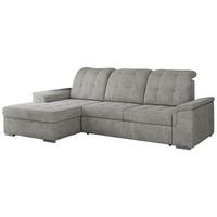 ECKSOFA MADRITO L - Hellgrau Struktur - Links - Silberfarben/Hellgrau, Textil/Metall (160/256cm)