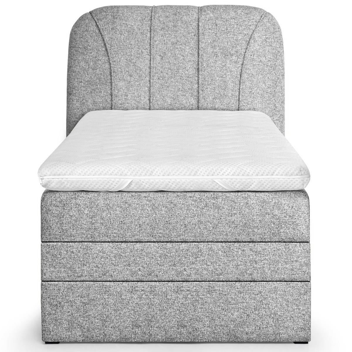 BOXSPRINGBETT Romeo, Einzelbett mit elektrischer Matratzenverstellung, 90x200 cm, Hellgrau - Hellgrau, Textil (90/200cm) - Beautysofa