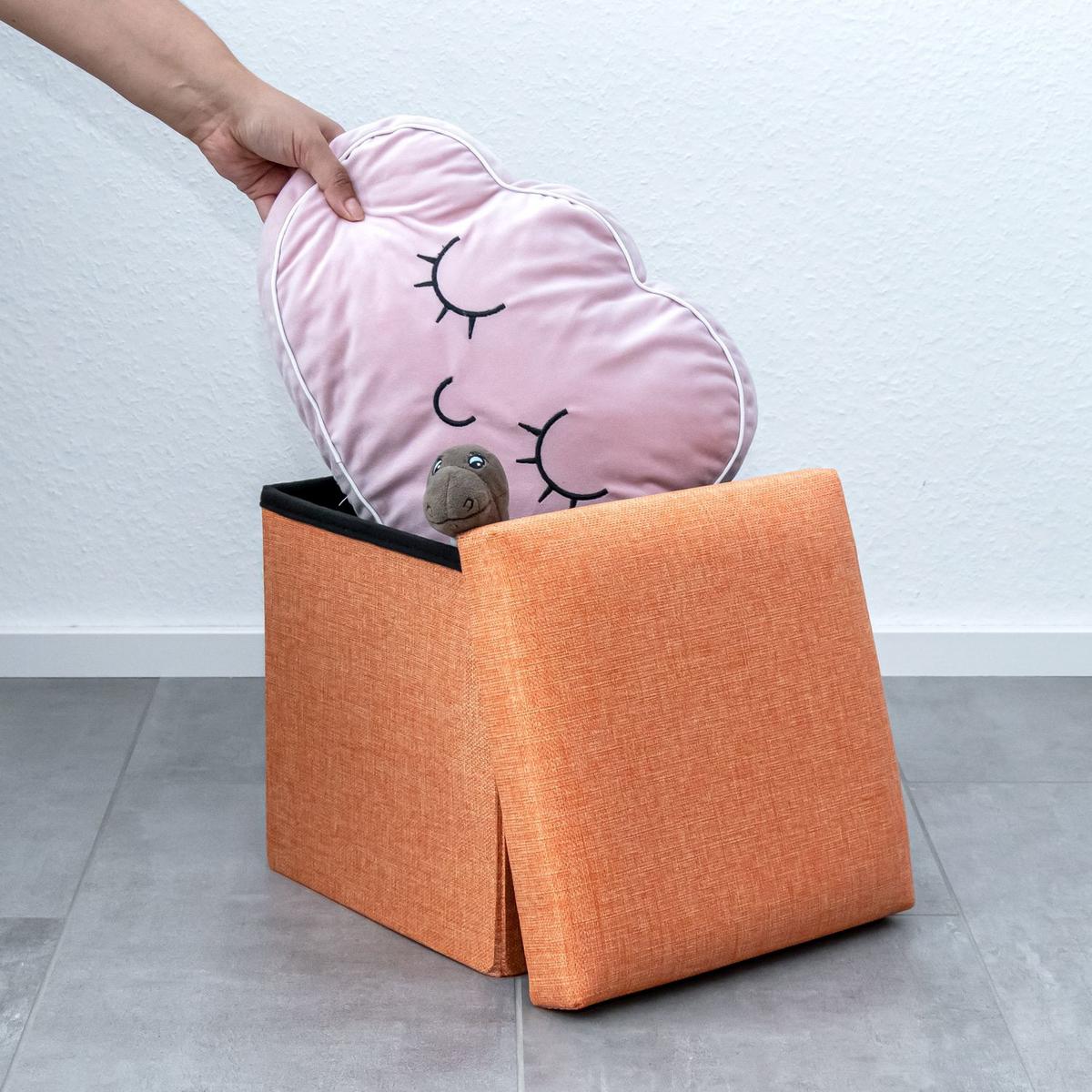 SITZHOCKER Faltbar 30/30/30 cm (Orange) - Orange, Textil (30/30/30cm) - Intirilife
