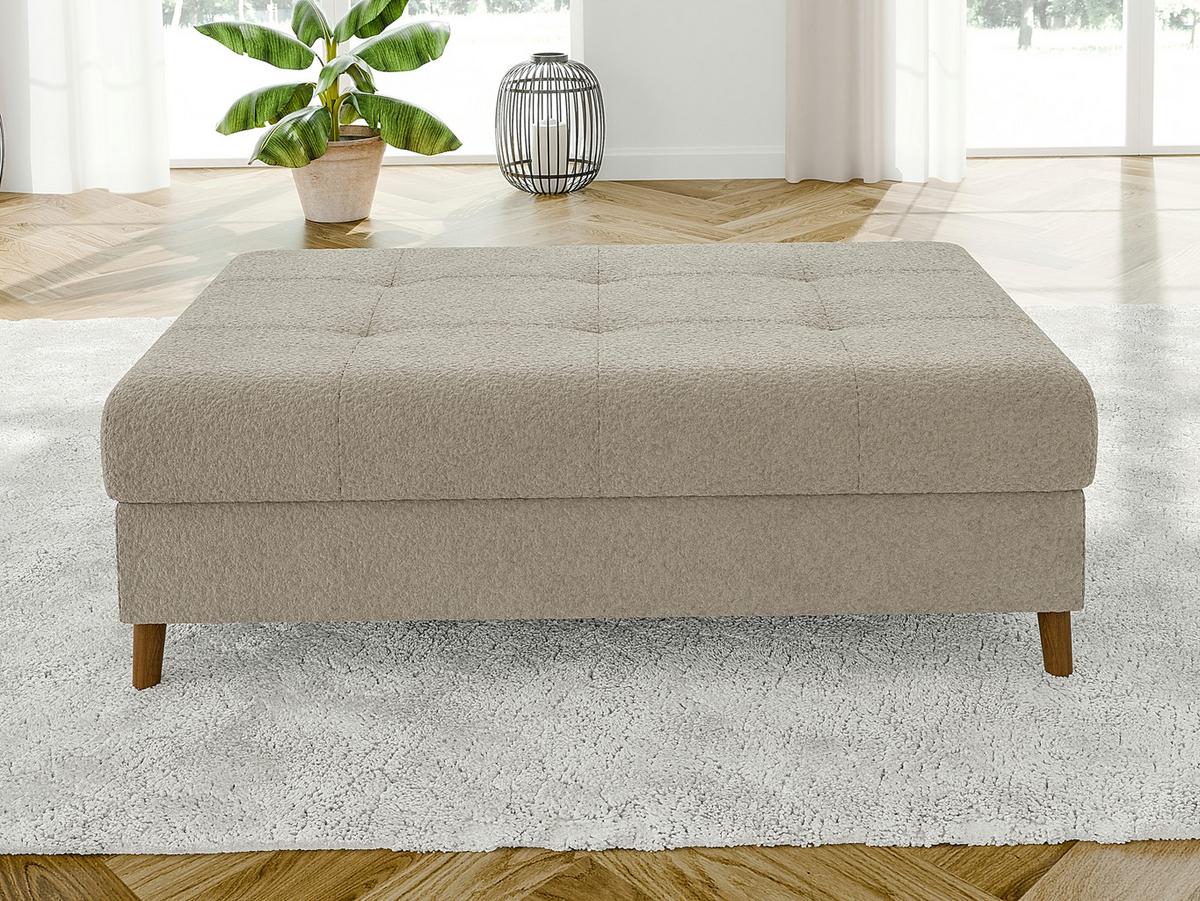 HOCKER Henrik Beige Boucle - Beige/Braun, Holz/Textil (118/40/73cm) - S-Style Möbel