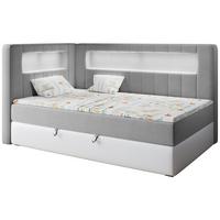 BOXSPRINGBETT JUNIOR GOLD 3 90/200 Grau/Weiß - linke Seite - Weiß/Grau, Holz/Textil (90/200cm) - MKS
