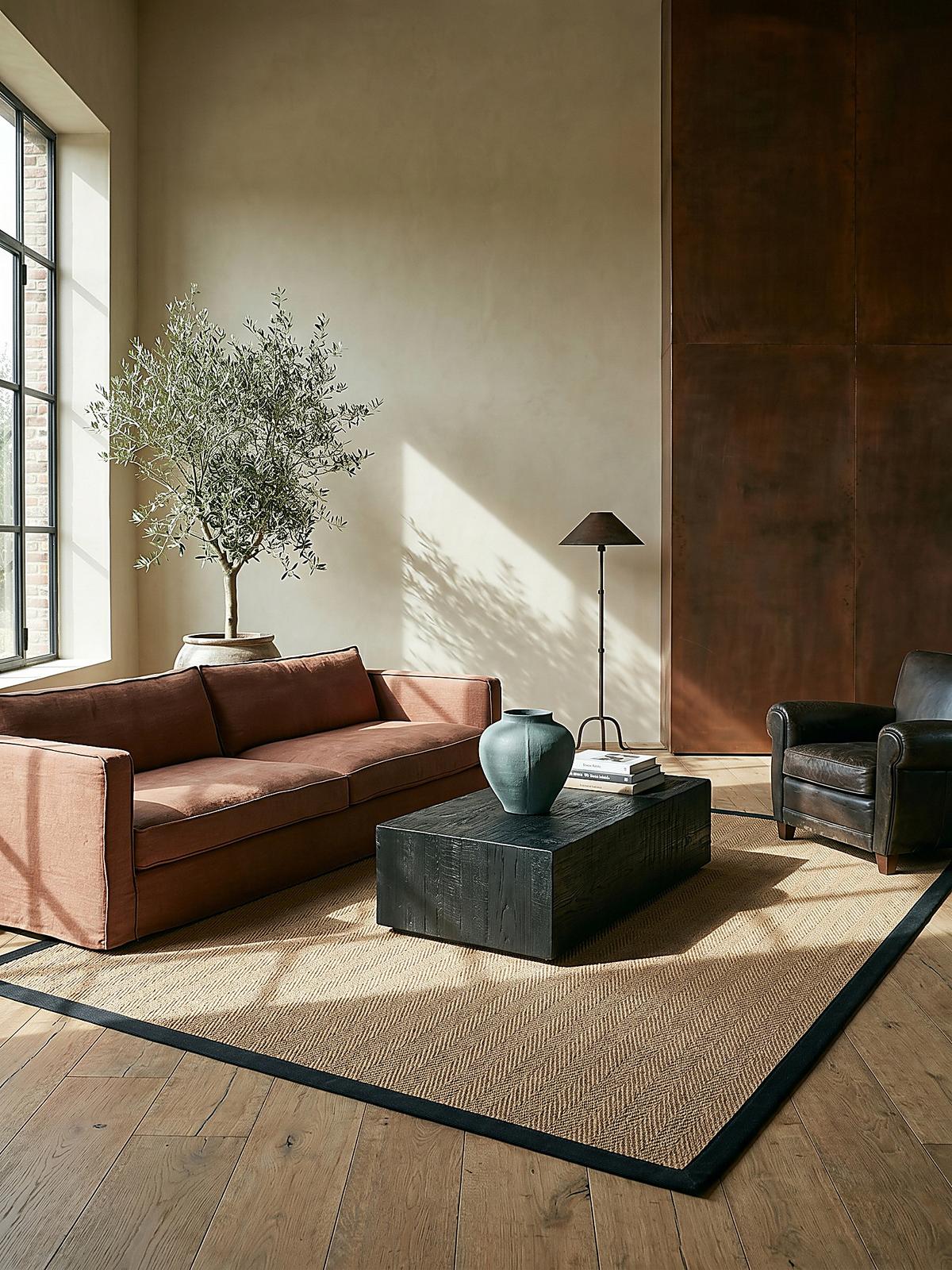 JUTETEPPICH TRENT, geometrisch, Braun-Schwarz, 200 x 290 cm - Schwarz/Naturfarben, Textil (200/290cm) - KADIMA DESIGN