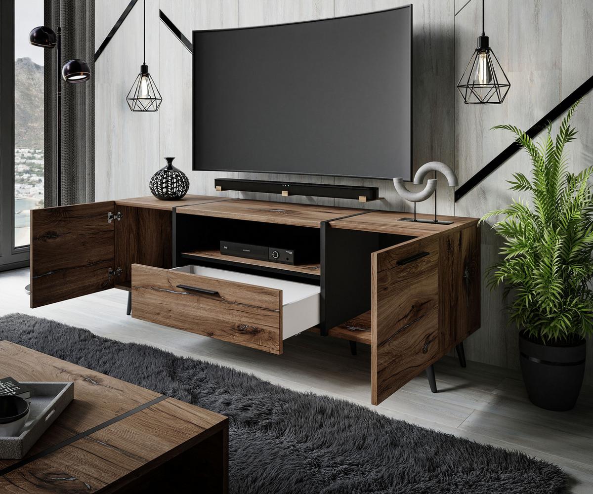 TV-ELEMENT ONYX LOFT auf Beinen 158 cm - Eichefarben, Holzwerkstoff (158/53/41.3cm) - Lookway