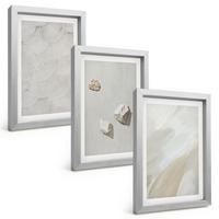BILDER SET 3er Set - 20x30 cm Silberner Rahmen - Sandsteine moderne Farbe - Silberfarben, Kunststoff (20/30cm) - TULUP