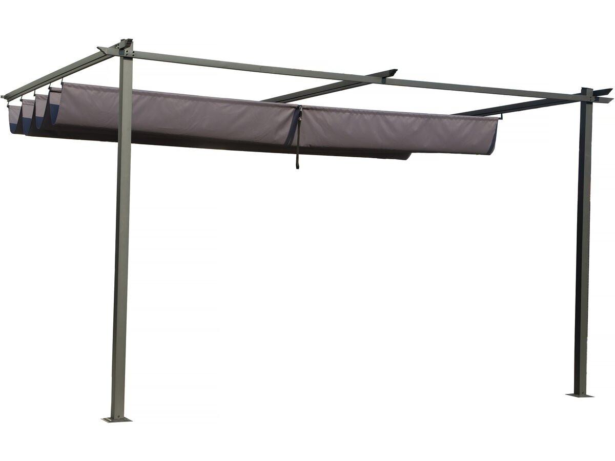 PERGOLA - MARKISE pergola adossée en métal avec toit rétractable - 3 x 4 m - gris anthracite Grau - Grau, Metall (290/231/395cm) - Habitat Garten
