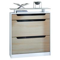 SCHUHSCHRANK Fiesta Eiche sägerau / Schwarz Hochglanz - Eiche San Remo, Holzwerkstoff (89/104/23cm) - Vladon
