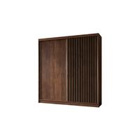 SCHWEBETÜRENSCHRANK LAMELLO 200/216/61 cm Modern Kleiderschrank 2-türig Nussbaumfarben - Nussbaumfarben, Holzwerkstoff (200/216/61cm) - MASSENO