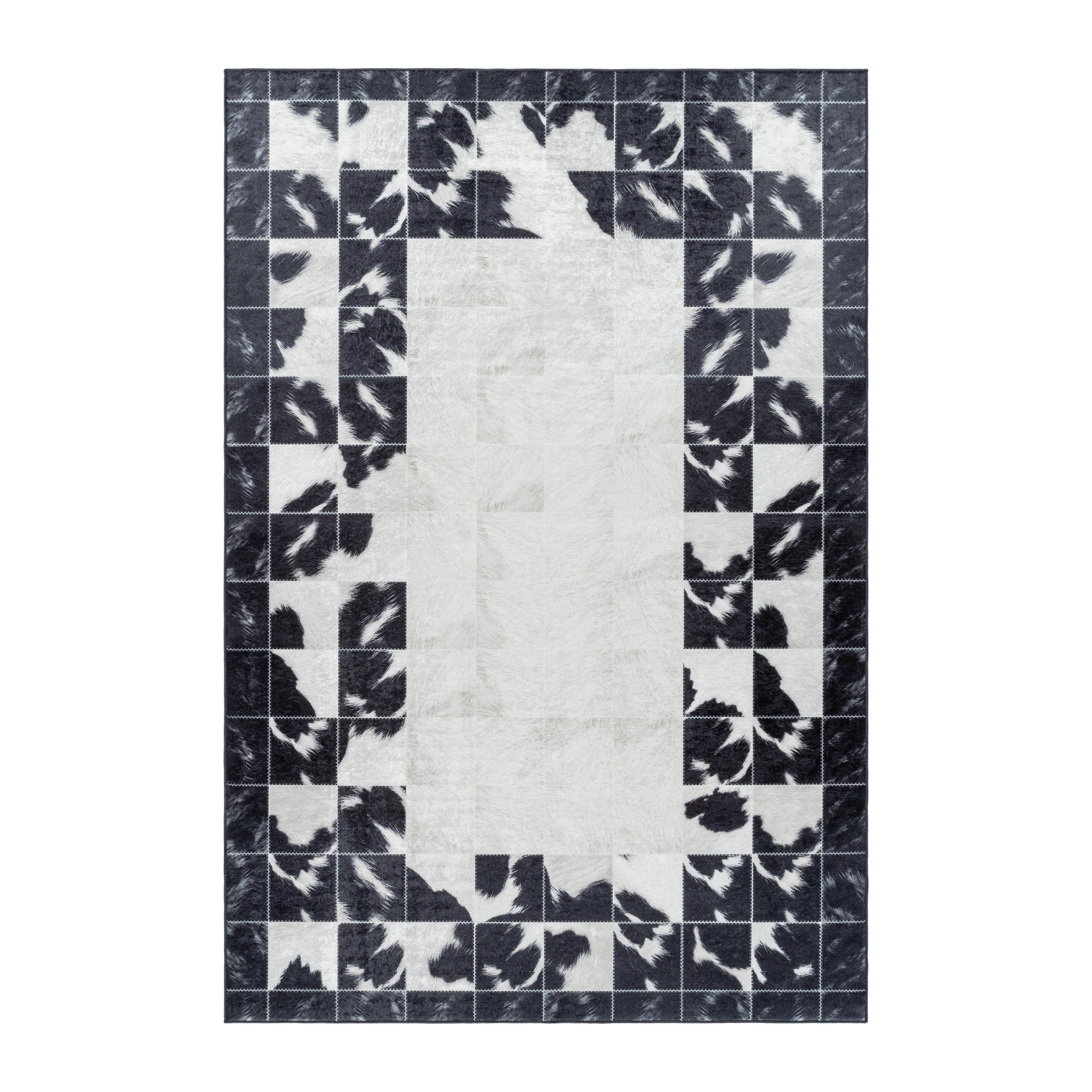TEPPICH Flachgewebe Waschbar PIZOL in Schwarz, im Patchwork-Stil, 200 x 290 cm - Schwarz, Textil (290/200cm) - KADIMA DESIGN