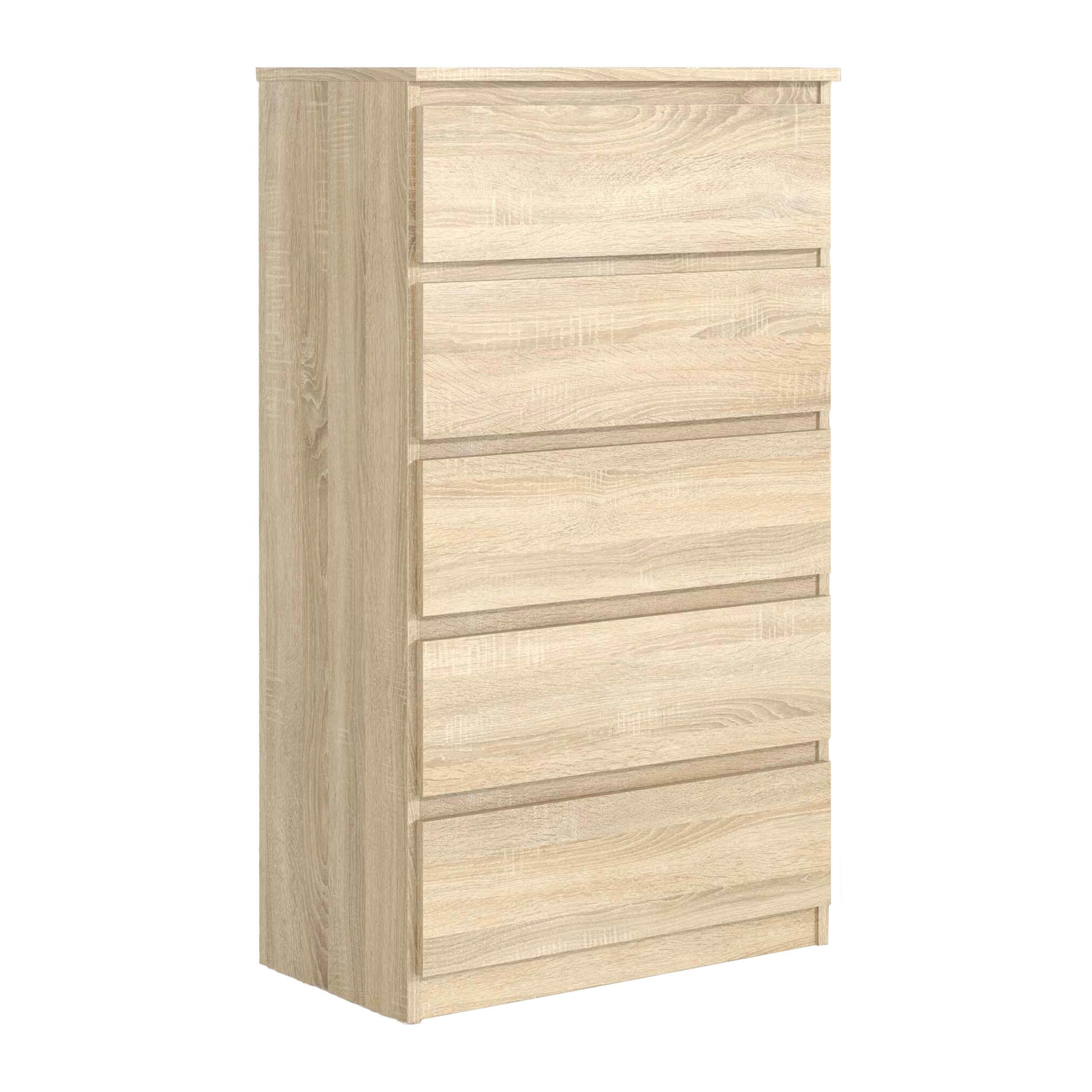 KOMMODE NUDO 70/124,5/39cm mit 5 Schubladen Türen Sonoma Eiche - Sonoma Eiche, Holzwerkstoff (70/124.5/39cm) - MASSENO
