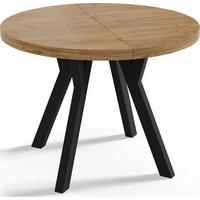 ESSTISCH Twixy runder ausziehbarer, Wotan Eiche 100-150/100/76 cm - Eiche Wotan/Schwarz, Holz/Holzwerkstoff (100/150/76cm) - WFL GROUP