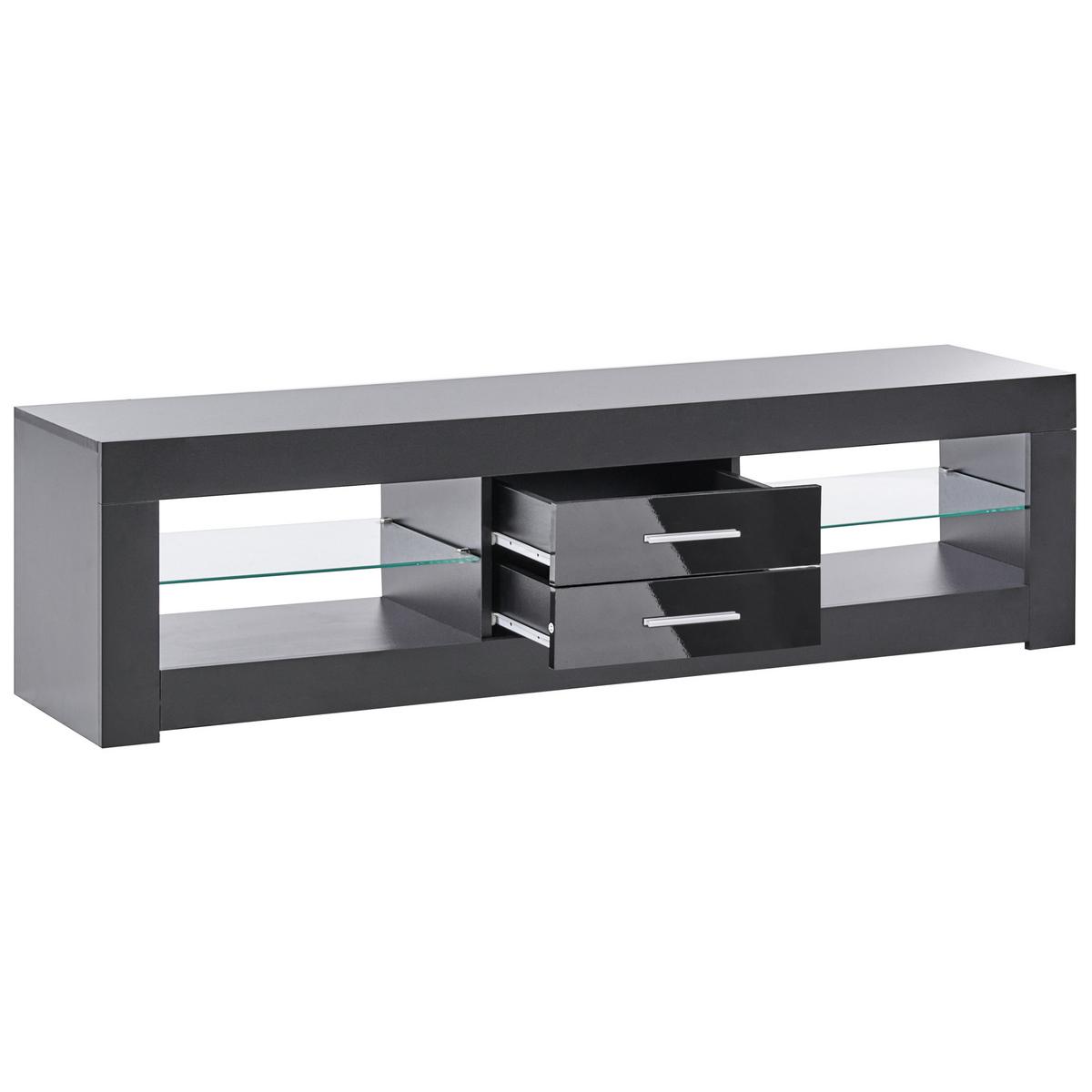 TV-MÖBEL Schwarz Esquimalt - Silberfarben/Schwarz, Holzwerkstoff (150/40/35cm) - Beliani
