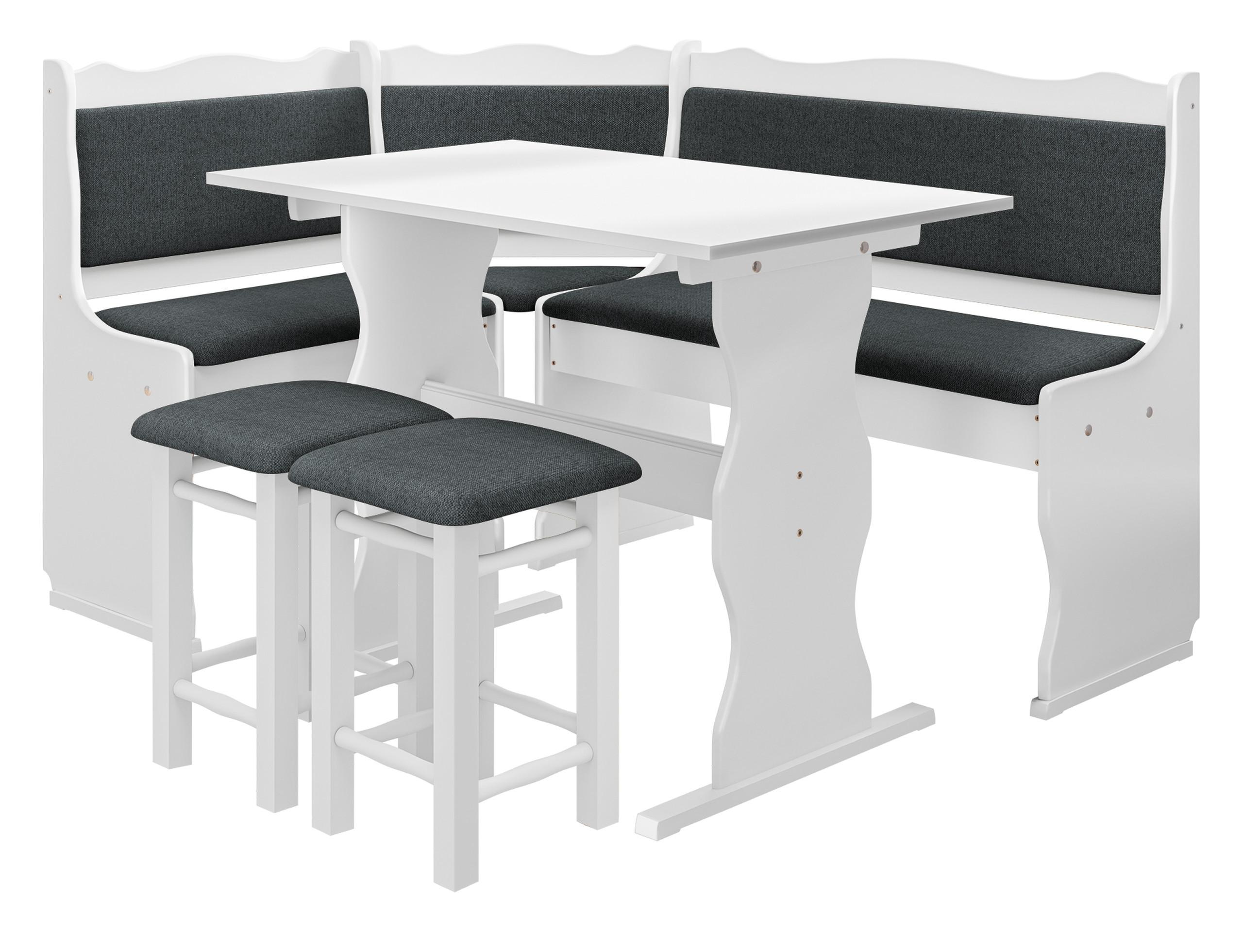ECKBANKGRUPPE Mini - Dunkelgrau/Weiß, Holz (145/87/105cm) - MIRJAN24