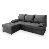 ECKSOFA RITA M Grau Velours-Stoff mit Schlaffunktion - Grau, Holz/Kunststoff (200/141cm) - MASSENO