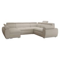 WOHNLANDSCHAFT Boston U, Seite: Links - LC+2P+R+2R - Chromfarben/Creme, Holz/Textil (325/98/260cm) - MIRJAN24