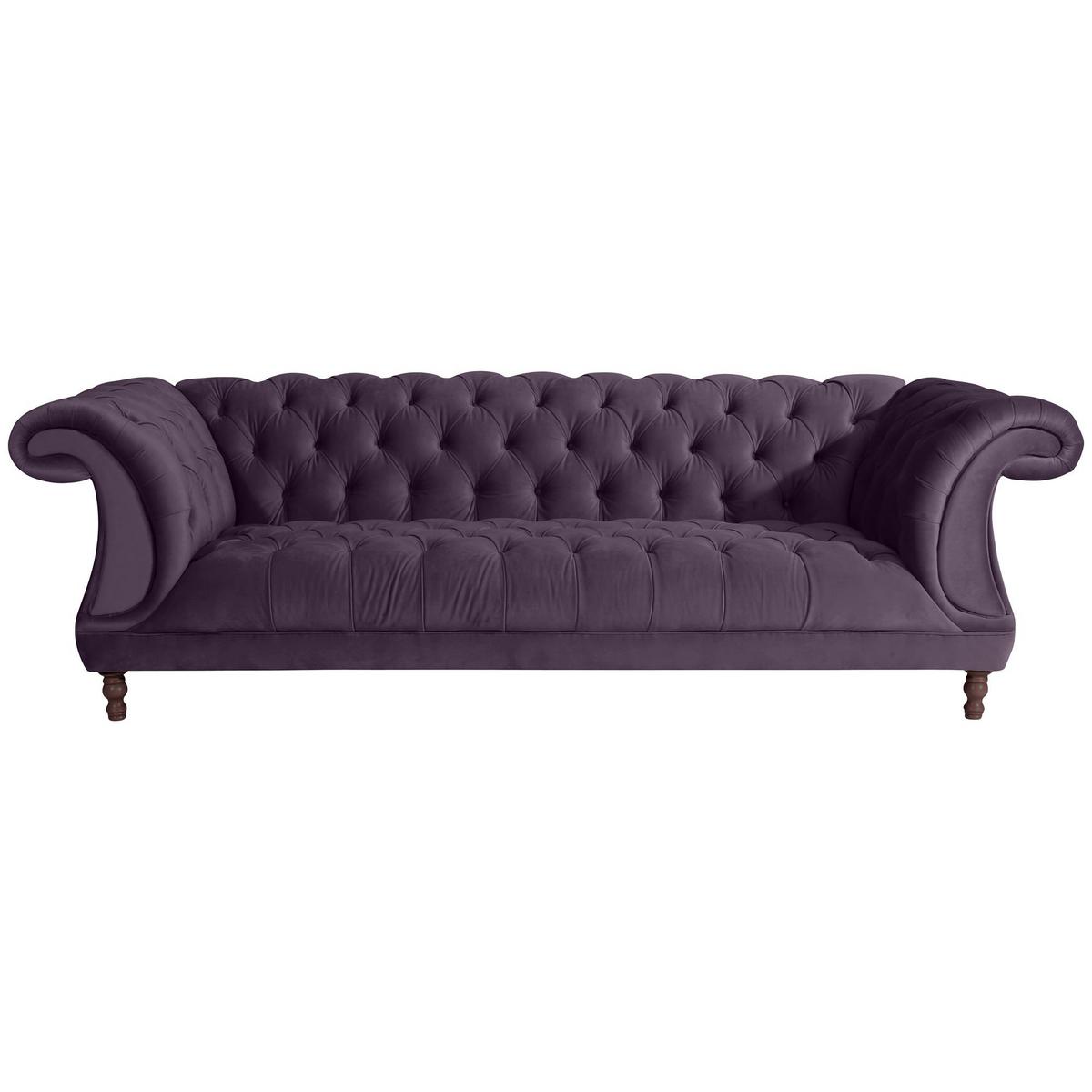 CHESTERFIELD Sofa 3-Sitzer Kaylin Samtvelours purple - Lila, Kunststoff (253/80/100cm) - 58aufmkessel