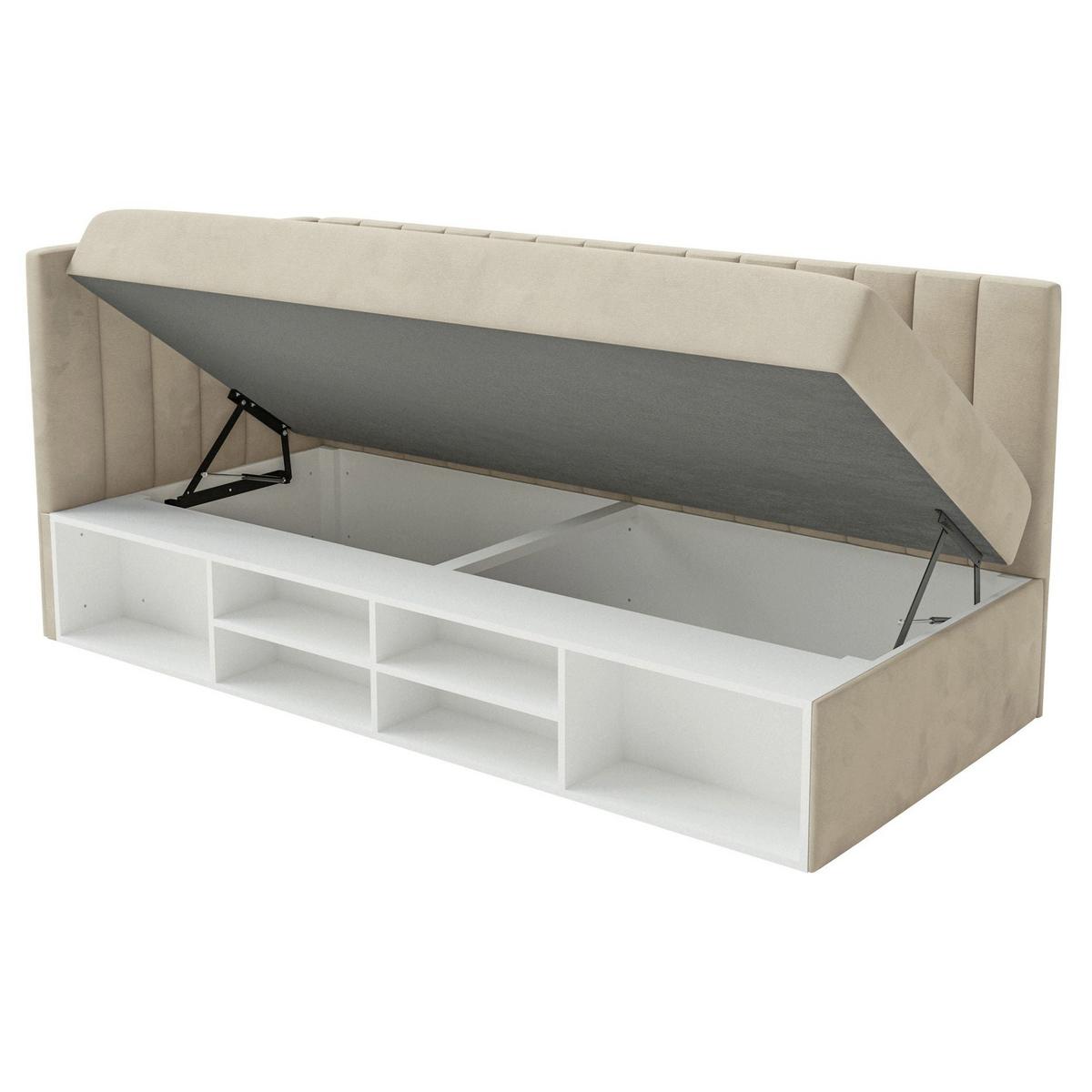 JUGENDBETT Ventrio Hellbeige Easy-Clean-Samtbezug 90x200 cm - Ecru, Holz/Textil (90/200cm) - Selsey