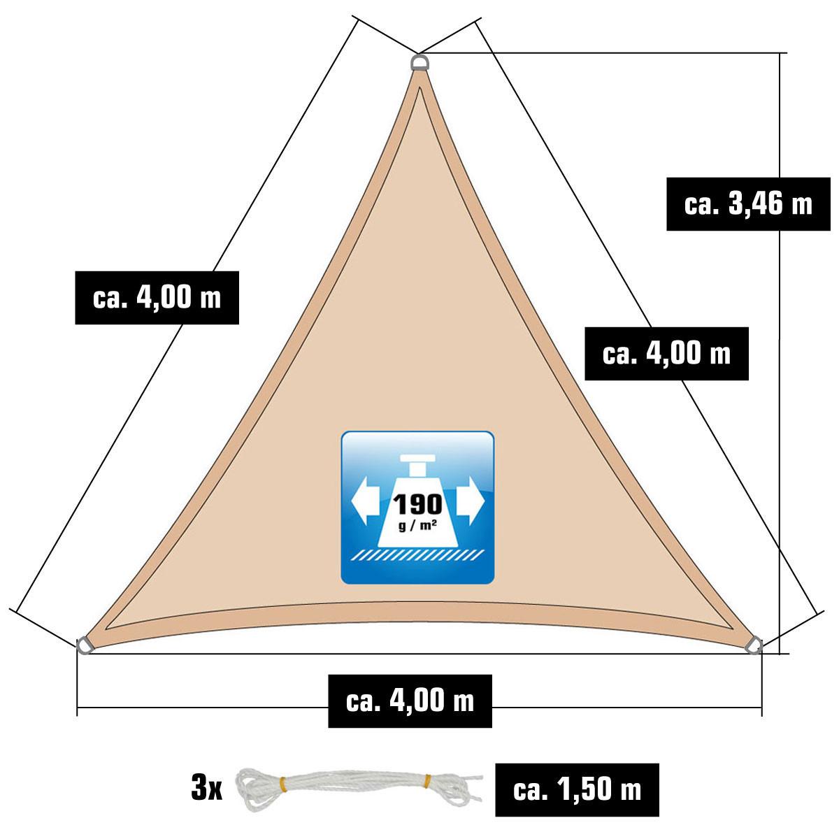 SONNENSEGEL 400/400 cm beige, dreieckig - Beige, Kunststoff (400/400cm) - Amanka