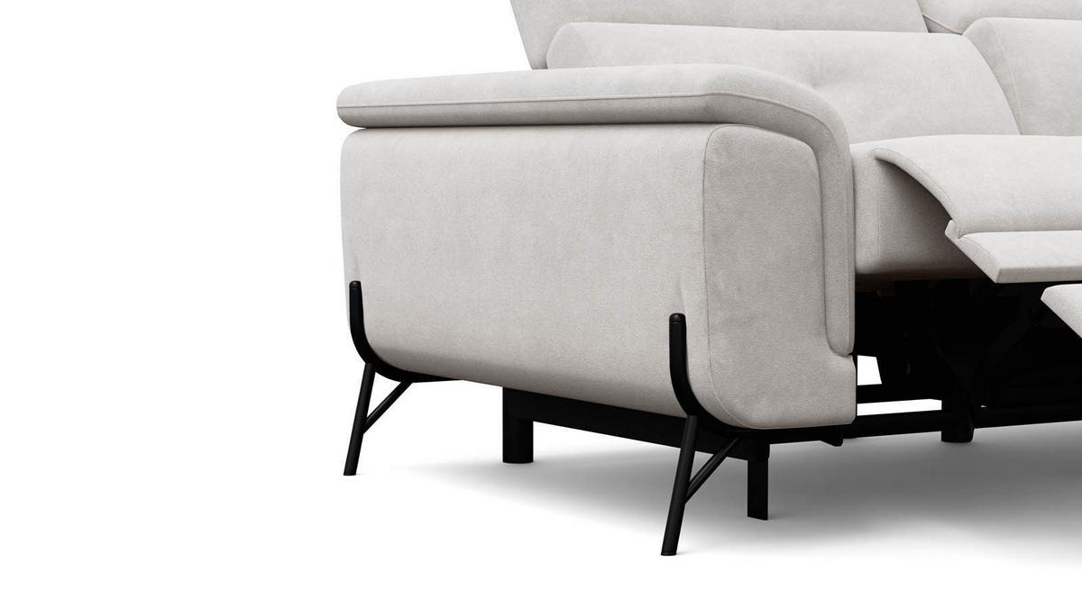 SOFA RELAX AVENA 3-Sitzer, beiger Veloursstoff - Beige/Schwarz, Holz/Textil (204/80/108cm) - Courtois Laville