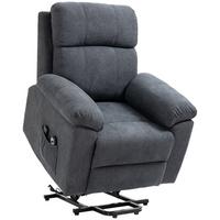 SESSEL mit Aufstehhilfe, Relaxsessel, Massagesessel mit Seitentasche, Leinen - Schwarz/Grau, Textil/Metall (99/103/89cm) - HOMCOM