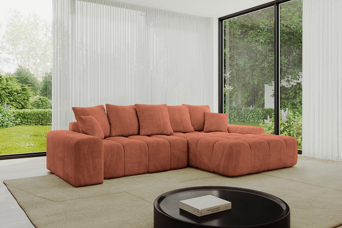 ECKSOFA Ottomane Rechts ENSI-L - 267x164x69 cm Koralle - Koralle, Holzwerkstoff/Kunststoff (164/267cm) - ALTDECOR