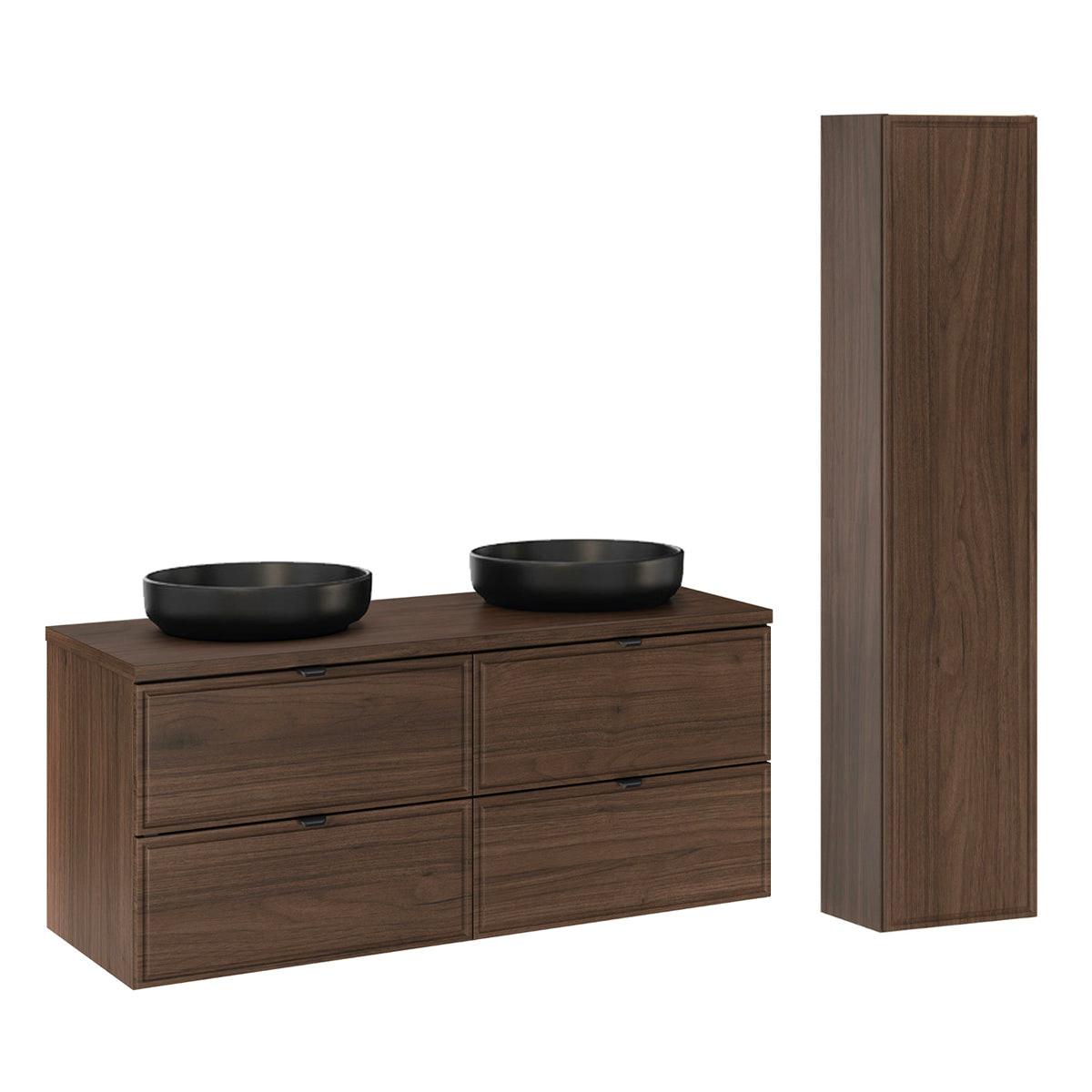 BADMÖBEL 120cm Elias 2er-Set Dunkles Holz - Braun, Holzwerkstoff (120/52.2/46cm) - Petits-meubles