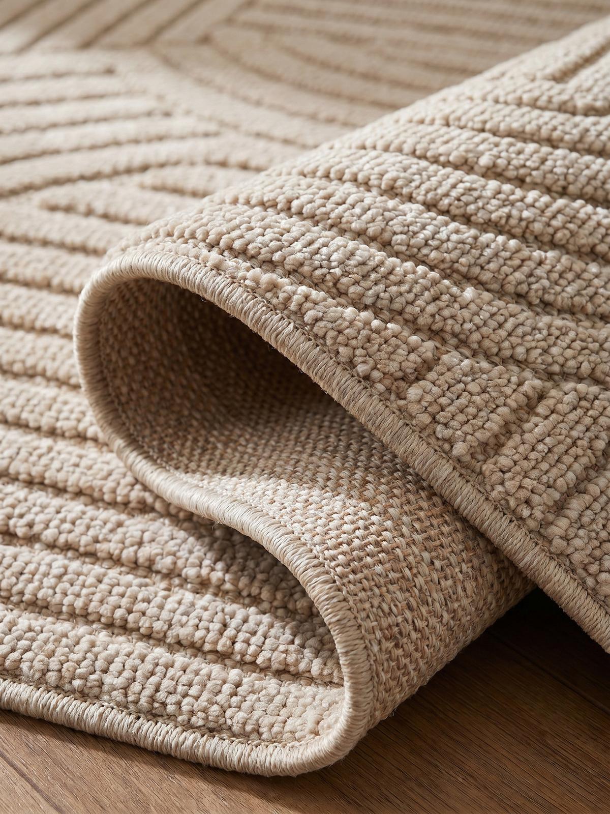 TEPPICH Flachgewebe LANGAU in Beige, mit geometrischen Bögen, 60 x 110 cm - Beige, Textil (110/60cm) - KADIMA DESIGN